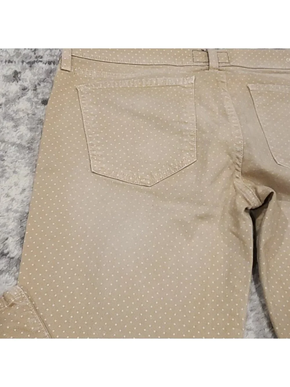 Current/Elliot beige polka dot skinny jeans